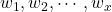 w_{1}, w_{2}, \cdots, w_{x}