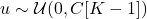 u \sim \mathcal{U}(0, C[K-1] )